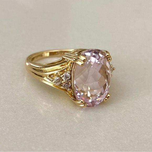 HUGE 8 Carat Pink Kunzite Diamond Ring, 14k Gold, Sz 6.75, $2475 Appraisal - Picture 7 of 11